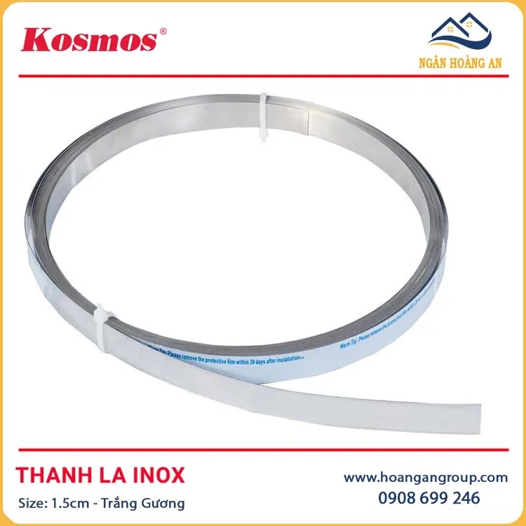 Nẹp La Inox 201 Trang Trí Kosmos Trắng Gương 1.5cm Nẹp La Inox 201 Trang Trí Kosmos Trắng Gương 1.5cm